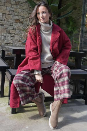 Boucle Single Breasted Coatigan Rouge 